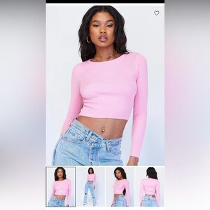 Princess Polly Jax Long Sleeve Ribbed Crop Top Size Small/Medium Viscose Nylon